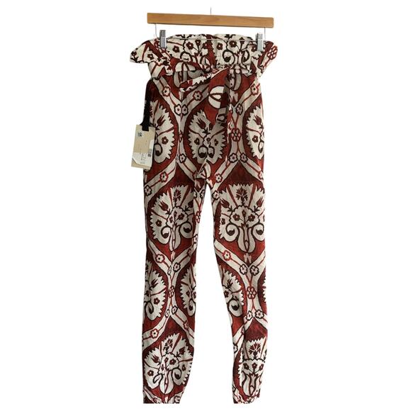 Johanna Ortiz Baru Nomadic Hunting Paperbag Cotton Pants Rust Red Size 6 NWT - Picture 4 of 10